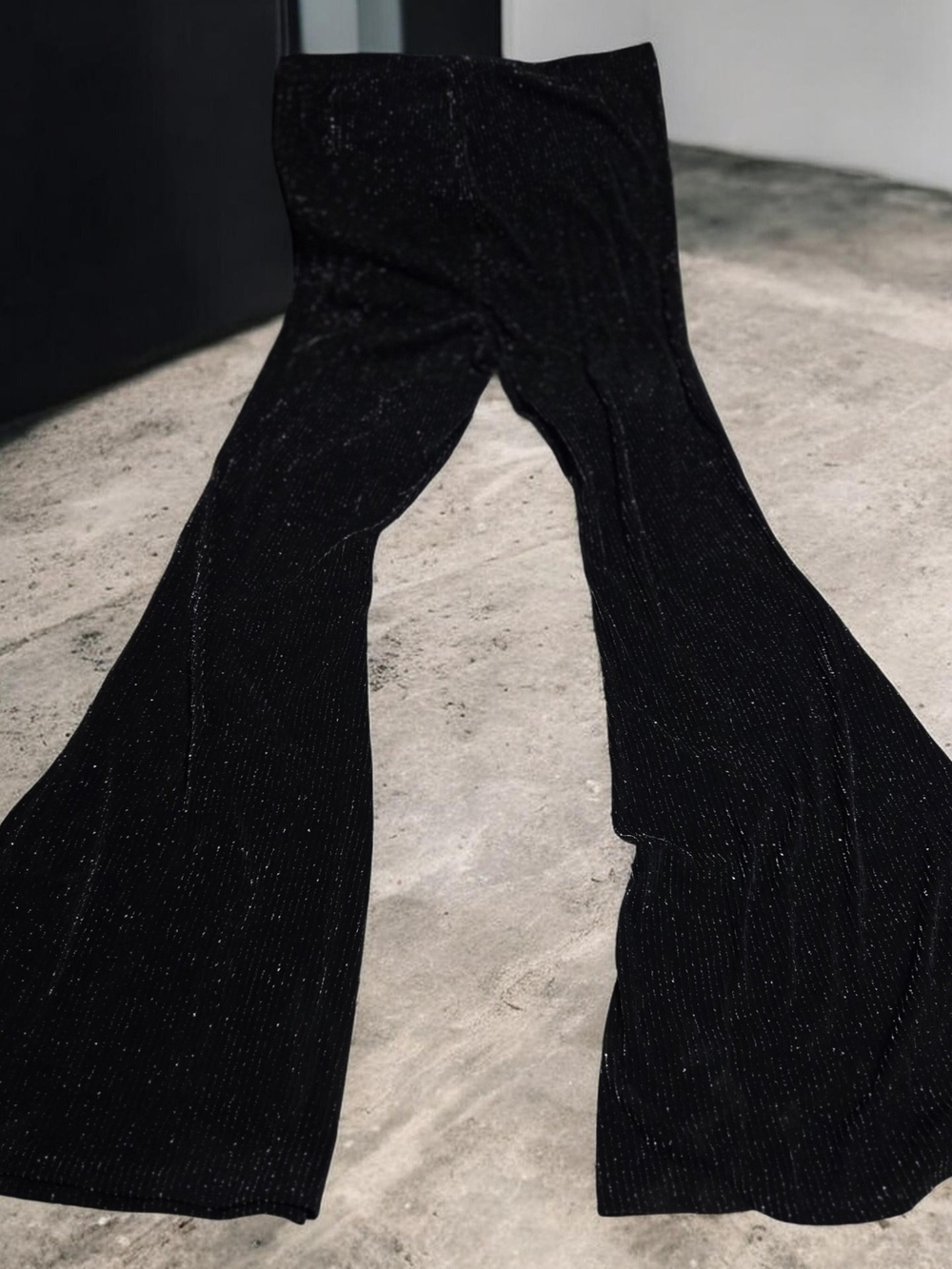 Bear Dance Black Sparkle Flare Pants Size L  NWOT.
